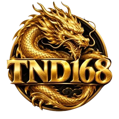โลโก้ TND168 เป็นเหรียญตรากลมพื้นดำ มีมังกรจีนสีทองขัดเงาขดตัวล้อมรอบ หัวมังกรหันไปทางขวาและอ้าปาก เกล็ดกับหนวดเก็บรายละเอียดเป็นประกายทอง ด้านล่างเป็นลายเมฆทอง และพาดกลางเหรียญเป็นคำว่า TND168 ตัวอักษรเซริฟสีทองสามมิติขอบหนา
